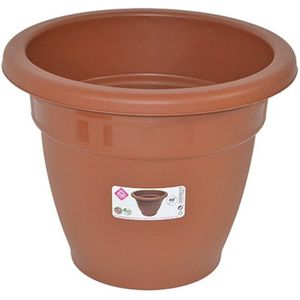 Terra cotta kleur ronde plantenpot/bloempot kunststof diameter 40 cm - Plantenbakken/bloembakken voor buiten