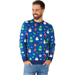 OppoSuits Festivity Blue - Heren Sweater - Kerst Trui - Blauw - Maat XXL