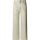 Jeans - Muntgroen en Wit Gestreept - Katoen - Hoge Taille - Rechte Pasvorm