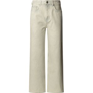 Jeans - Muntgroen en Wit Gestreept - Katoen - Hoge Taille - Rechte Pasvorm