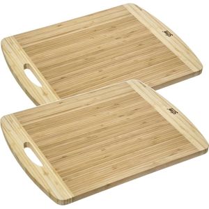 2x Stuks snijplank met handvat 40 x 30 cm van bamboe hout - Serveerplank - Broodplank