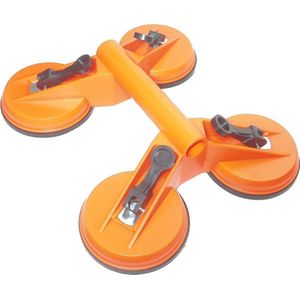 Oranje vierdubbele glasdrager glasheffer tegelzuignap zuignap kunststof vacuüm max 120kg handgreep