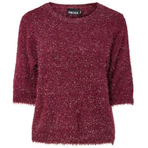 Pieces T-shirt Pcmie Ss O-neck Knit 17160923 Tawny Port Dames Maat - M