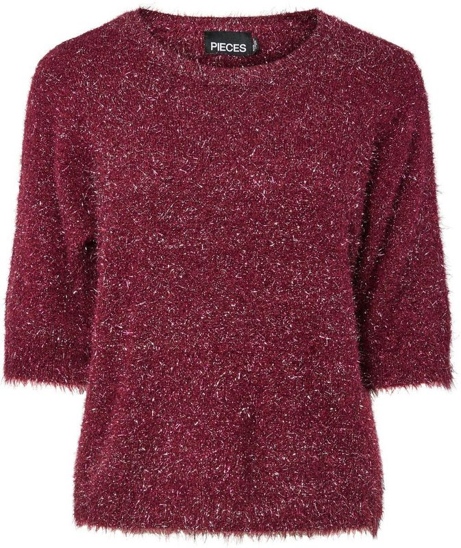 Pieces T-shirt Pcmie Ss O-neck Knit 17160923 Tawny Port Dames Maat - M