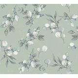 A.S. Création - Bloemenbehang - Groen Grijs Blauw - 10,05 m x 0,53 m - Hoogwaardige Vliesbehang