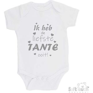 100% katoenen Romper ""Ik heb de liefste TANTE ooit!"" Unisex Katoen Wit/grijs Maat 62/68