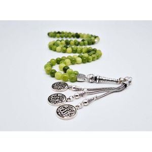 Tasbih 99 Kralen Natuursteen ""Kraal Koreaanse jade"" – Met tassel Metaal -Tasbeeh 8 mm diameter van de korrel - Model4- Een cadeau voor Moederdag en Vaderdag