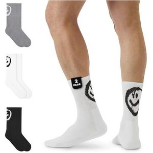 Tennissokken voor dames en heren van biologisch katoen - Crew Socks met smiley-motief