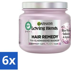 6 x Garnier - Loving Blends - Haarmasker - Rice Water Infusion - Glans & Zachtheid - Lang Haar - 340 ml - Haar Masker - Glans Masker - Zachtheid Masker - Rice Water - Lang Haar