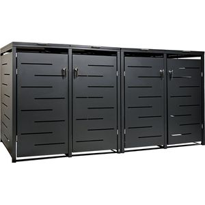 STILISTA Containerombouw - Kliko Ombouw - 4-deurs - Voor 4 afvalcontainers - Max. 240 Liter - 265 x 80 x 116 cm - Antraciet