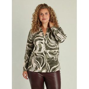 YEST CURVE Valery Essential Jersey Shirts - Army Green/Multi-Col - maat 0(46)