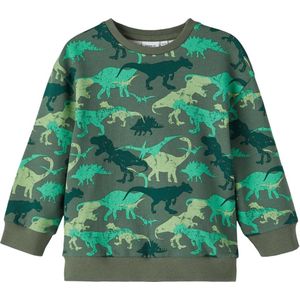 Name it Jongens Kinderkleding Groene Sweater Dino's Telle Duck Green - 86