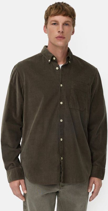 camel active fleXXXactive® overhemd met lange mouwen, button-downkraag en borstzakje - Maat menswear-L - Donkerbruin