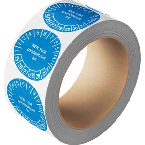 NEN 1004 keuringssticker 25-30 - rol 30 mm - 800 per rol