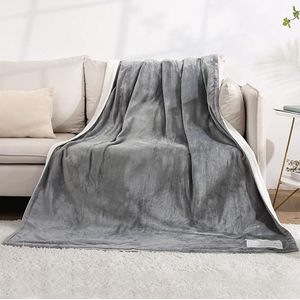 Elektrische deken, verwarmde deken, elektrische deken met automatische uitschakeling, 4 verwarmingsstanden, 9 uur, timer voor automatische uitschakeling, 180 x 130 cm, machinewasbaar (Zilver grijs)