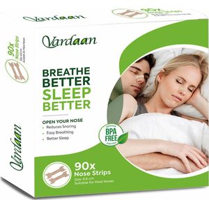 Vardaan 90 Nasal Plasters - Medium/Large Size 66mm Anti Snurk Pleisters – Neusstrips – Snurken – Neusspreider – Anti Snurk Producten – 90 Stuks Neusstrips, -Eenvoudig te verwijderen - Neuspleisters en Meer voor Optimaal Slaapcomfort!