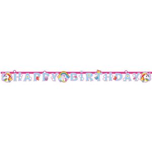 Letterslinger - slinger - unicorn - eenhoorn - happy birthday - verjaardag - verjaardagsslinger - vlaggenlijn - 180 cm - karton