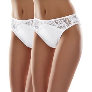 Merry Style Dames Brazilian Onderbroek - Katoen - Regular Taille - 2-Pack - MS-GAB-45-String-2P - Wit (2Pack) - M
