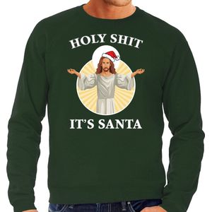 Holy shit its Santa foute Kerstsweater / Kerst trui groen voor heren - Kerstkleding / Christmas outfit XXL