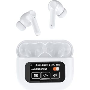 Xssive TWS16 Draadloze Oordopjes met Touch Display - Bluetooth 5.4 - Noise Cancelling - Geschikt voor Apple iPhone Oortjes Draadloos - Wit