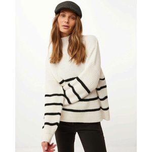 Turle Neck Gebreide Sweater Dames - Off White - Maat M