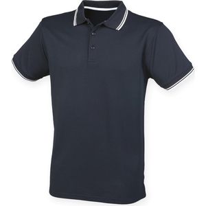 Henbury Men's Coolplus® Tipped Polo Shirt H482 - Navy / White - L