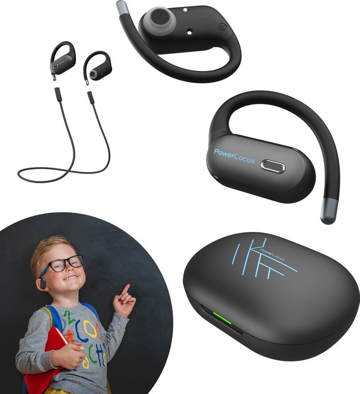 PowerLocus Jumpy - Open-Ear Koptelefoon - Draadloos - Waterproof - Zwart/Blauw