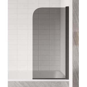 Badplaats Badwand Torino 60 x 140 cm - Rookglas - Zwart - Badscherm Draaibaar 5 mm dik - Veiligheidsglas