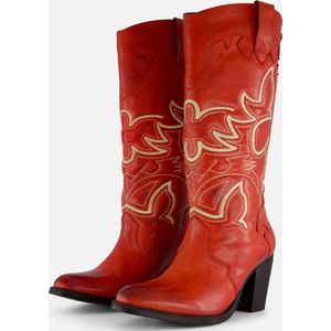 Lazamani Cowboylaarzen rood Leer - Dames - Maat 41