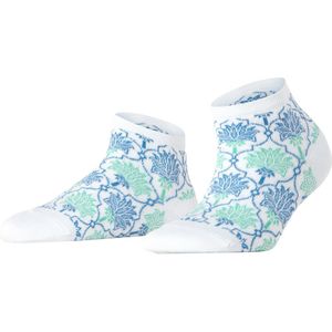 FALKE Cuban Retreat kort gedessineerd linnen katoen sneakersokken enkelsokken dames wit - maat 39-42