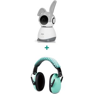 Alecto Babyfoon Bundel - Wifi Babyfoon met Camera en App + Gehoorbeschermer voor Kids in het Groen - SMARTBABY10 + BV-71
