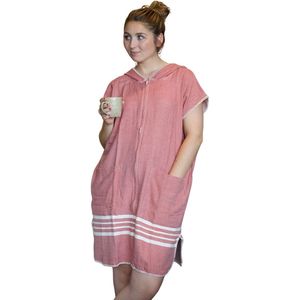 Saunaponcho Met Rits Sultan Dusty Rose Voor Dames