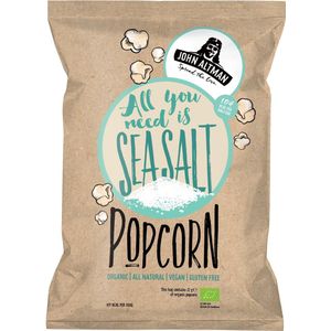 John Altman - 8 zakjes biologische popcorn - Sea Salt popcorn - Vegan- Glutenvrij - Caloriearm - 100% natuurlijk - snack - tussendoortje met de beste biologische kokosolie -zonder kunstmatige toevoegingen- perfect voor onderweg- 8x22 gram