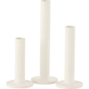 J-Line kandelaar Laag Modern - metaal - wit - 3 stuks