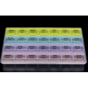 New Age Devi - 28-compartiment Pillendoos met Grote Vakken en 3 Dagdelen Backup voor Medicijnen