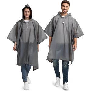 Waterdichte regenponcho voor dames en heren - 2 stuks lichte regencape voor regenbescherming