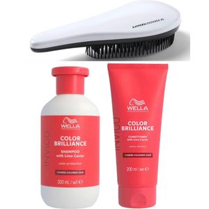Wella Professionals - Color Brillance Set - Dik en Weerbarstig Haar - Shampoo + Conditioner + KG Ontwarborstel - Color Protection - Gekleurd Haar Pakket