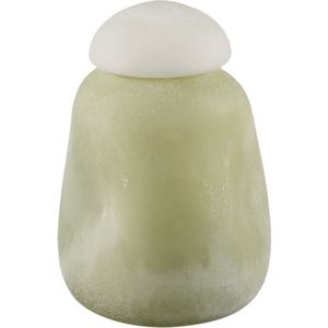 PTMD Karlie Green matte glass bulb vase white top