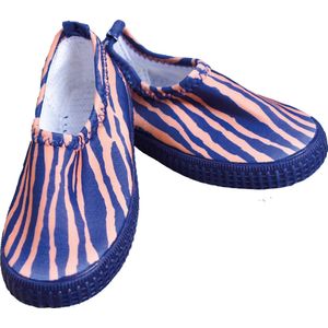 Swim Essentials Antislip Waterschoenen Kinderen - Blauw/Oranje Zebra - Maat 25