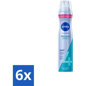 6 x NIVEA - Stylingspray - Volumeverzorging - Sterkte 4 - 250 ml - Haarspray - Volume Spray - Styling Spray - NIVEA - Macadamia Olie