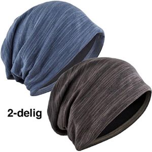 Beanie Set Classic Unisex - Blauw en Bruin - Motor rijden - Sporten