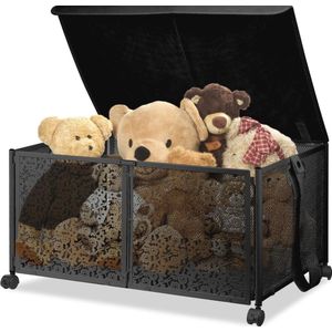 Opvouwbare metalen speelgoedkist met deksel - Ruime opbergdoos voor speelgoed, boeken en kleding (60 x 32 x 42 cm)