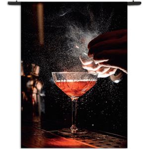 Velours Wandkleed Cocktail Bar 01 Rechthoek Verticaal L (165 X 120 CM) - Wandkleden - Met roedes