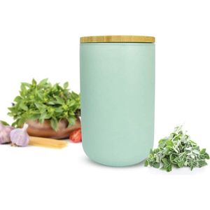 Sendez Voorraaddoos met houten deksel keramiek turquoise voorraaddoos keramische doos doos doos