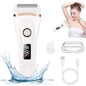 Ladyshave - Elektrisch Scheerapparaat - Batterijen - Waterdicht - Epilator - Bikinitrimmer - Trimmer vrouw - Dames Scheerapparaat – USB Oplaadbaar, Volledig Waterdicht, Lichtgewicht (180 g) - Inclusief Reinigingsborstel & Opzetstuk – Parelwit