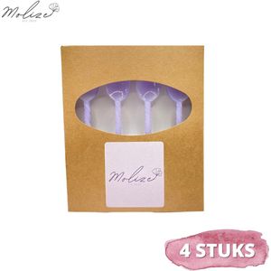 Molize - Set van 4 Glazen Lepels - Licht paars - Volledig handgemaakt - Twisted Lepel - Glas Lepel - 4 Stuks Theelepel