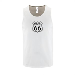 Witte Tanktop sportshirt met ""Route 66"" Print Zwart Size S