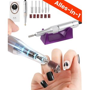 Boncy Professionele Elektrische Nagelvijl Set - 45000RPM - Wit