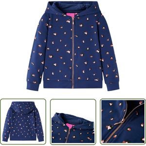 vidaXL Babyvest - Kindervest - Kindervest met capuchon 92 marineblauw - Winterjasje - Meisjesjasje - Jongensjasje