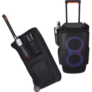 RHYTHMFLAME Multifunctionele Deluxe Case Bag Beschermende Stofhoes voor JBL Partybox Stage 320 Draagbare Feestluid Spreker - Zwart